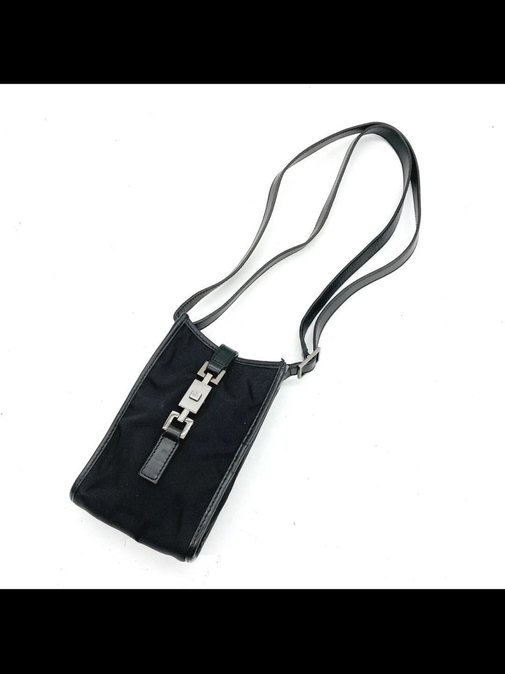 Gucci Black Crossbody Messenger Bag with Silver Hardware